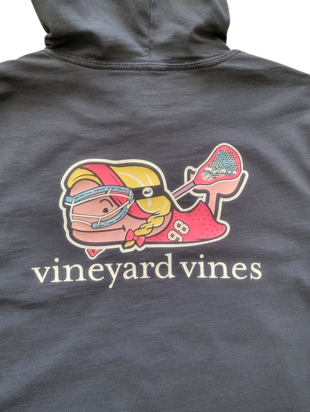 Vineyard Vines Girls Small (8-10) Navy Blue Lacrosse Whale Hoodie Coastal Prep
